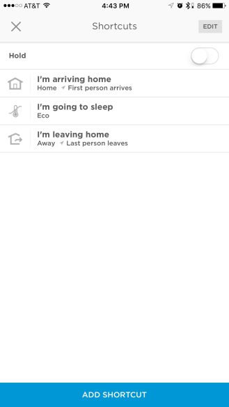 Interface of Honeywell Lyric