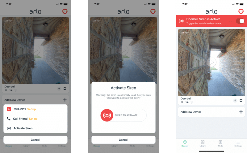 Arlo Video Doorbell Mobile App Interface