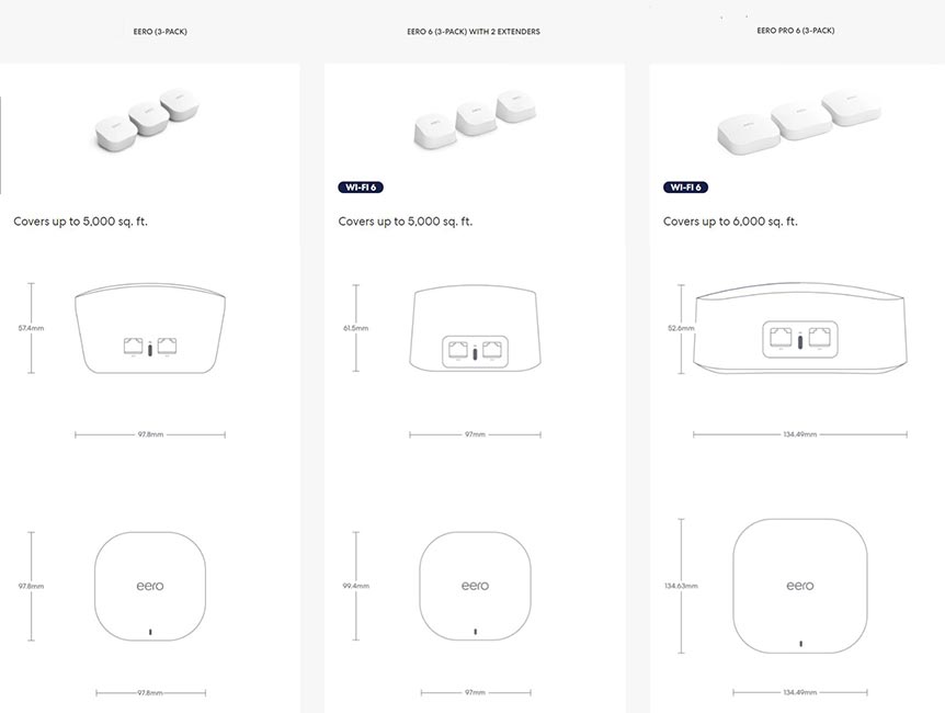 three eero devices