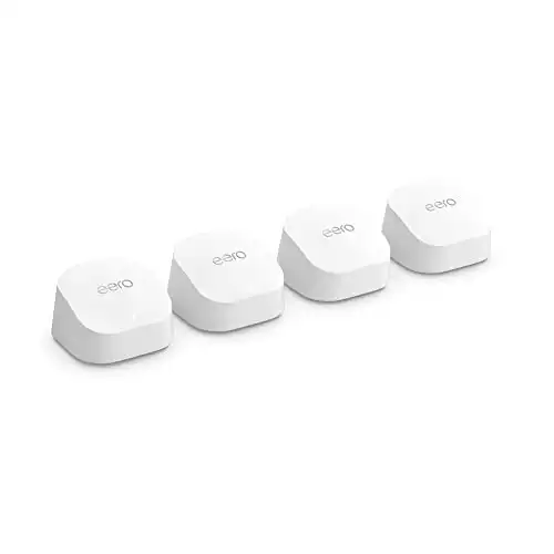 Amazon eero 6+ mesh Wi-Fi system | Fast and reliable gigabit speeds | connect 75+ devices | Coverage up to 6,000 sq. ft. | 4-pack, 2022 release
