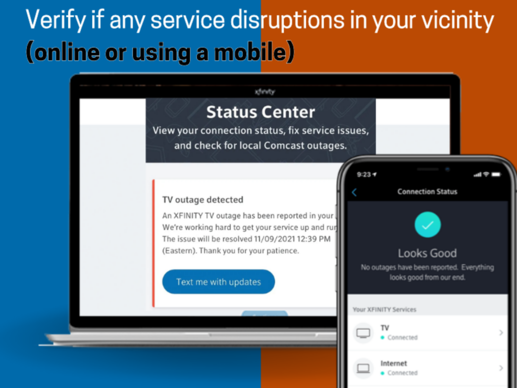 You can check for Maintenance or Outages in Your Area using the Xfinity mobile app